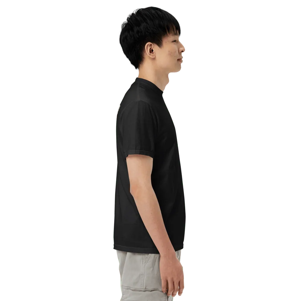Black Art tee, side, on model